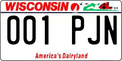 WI license plate 001PJN