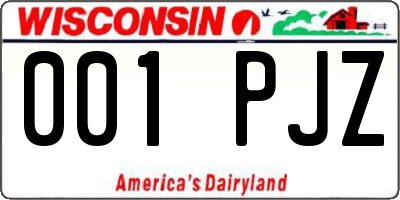 WI license plate 001PJZ