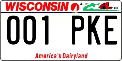 WI license plate 001PKE