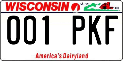 WI license plate 001PKF