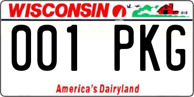 WI license plate 001PKG