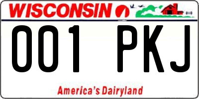 WI license plate 001PKJ