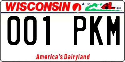 WI license plate 001PKM