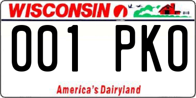 WI license plate 001PKO