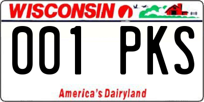 WI license plate 001PKS