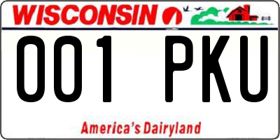 WI license plate 001PKU