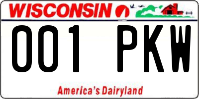 WI license plate 001PKW