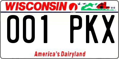 WI license plate 001PKX