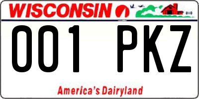 WI license plate 001PKZ