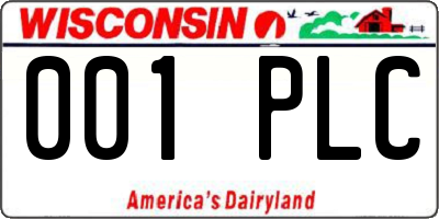 WI license plate 001PLC