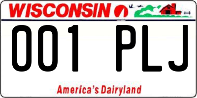 WI license plate 001PLJ