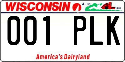 WI license plate 001PLK