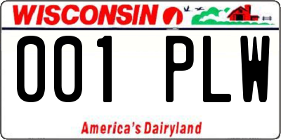 WI license plate 001PLW