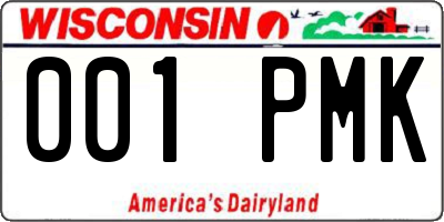 WI license plate 001PMK