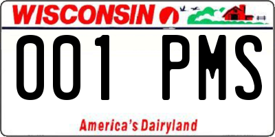 WI license plate 001PMS