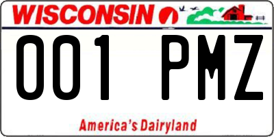 WI license plate 001PMZ