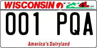 WI license plate 001PQA