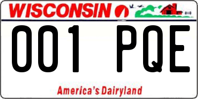 WI license plate 001PQE