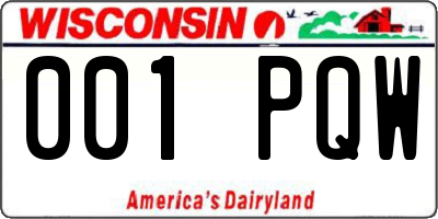 WI license plate 001PQW