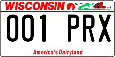 WI license plate 001PRX
