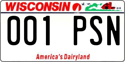 WI license plate 001PSN