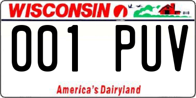 WI license plate 001PUV