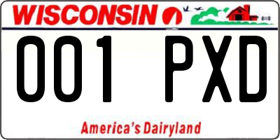 WI license plate 001PXD