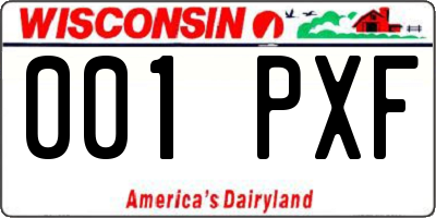 WI license plate 001PXF