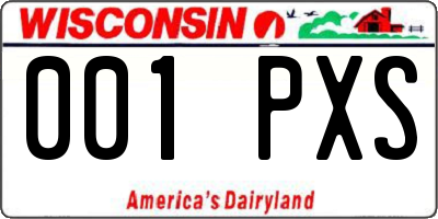WI license plate 001PXS