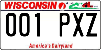 WI license plate 001PXZ
