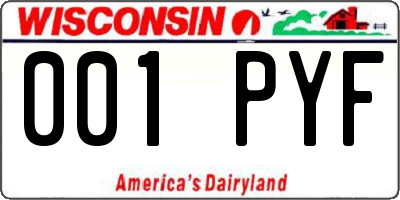 WI license plate 001PYF