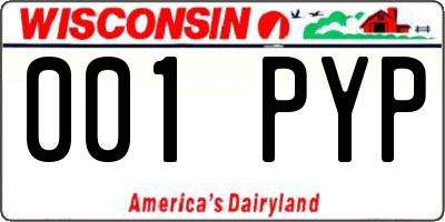 WI license plate 001PYP