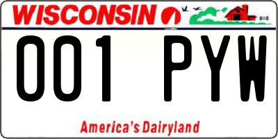 WI license plate 001PYW
