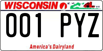 WI license plate 001PYZ