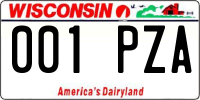 WI license plate 001PZA