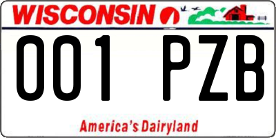 WI license plate 001PZB