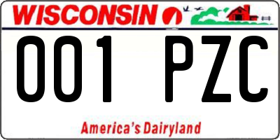 WI license plate 001PZC