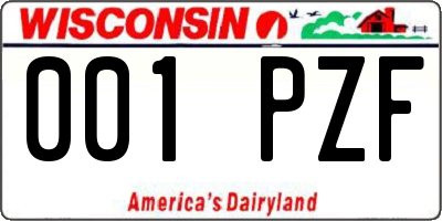 WI license plate 001PZF