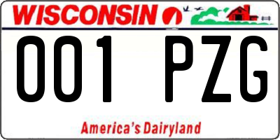 WI license plate 001PZG