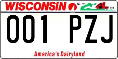 WI license plate 001PZJ