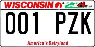 WI license plate 001PZK