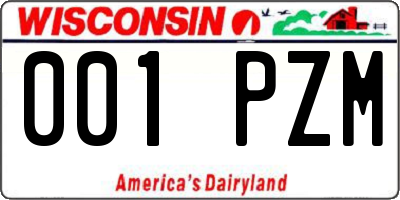 WI license plate 001PZM