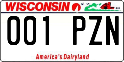 WI license plate 001PZN
