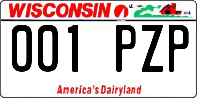 WI license plate 001PZP