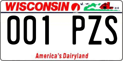 WI license plate 001PZS