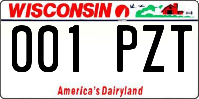 WI license plate 001PZT