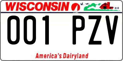 WI license plate 001PZV