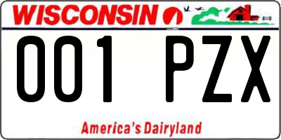 WI license plate 001PZX