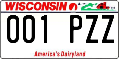 WI license plate 001PZZ