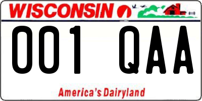 WI license plate 001QAA